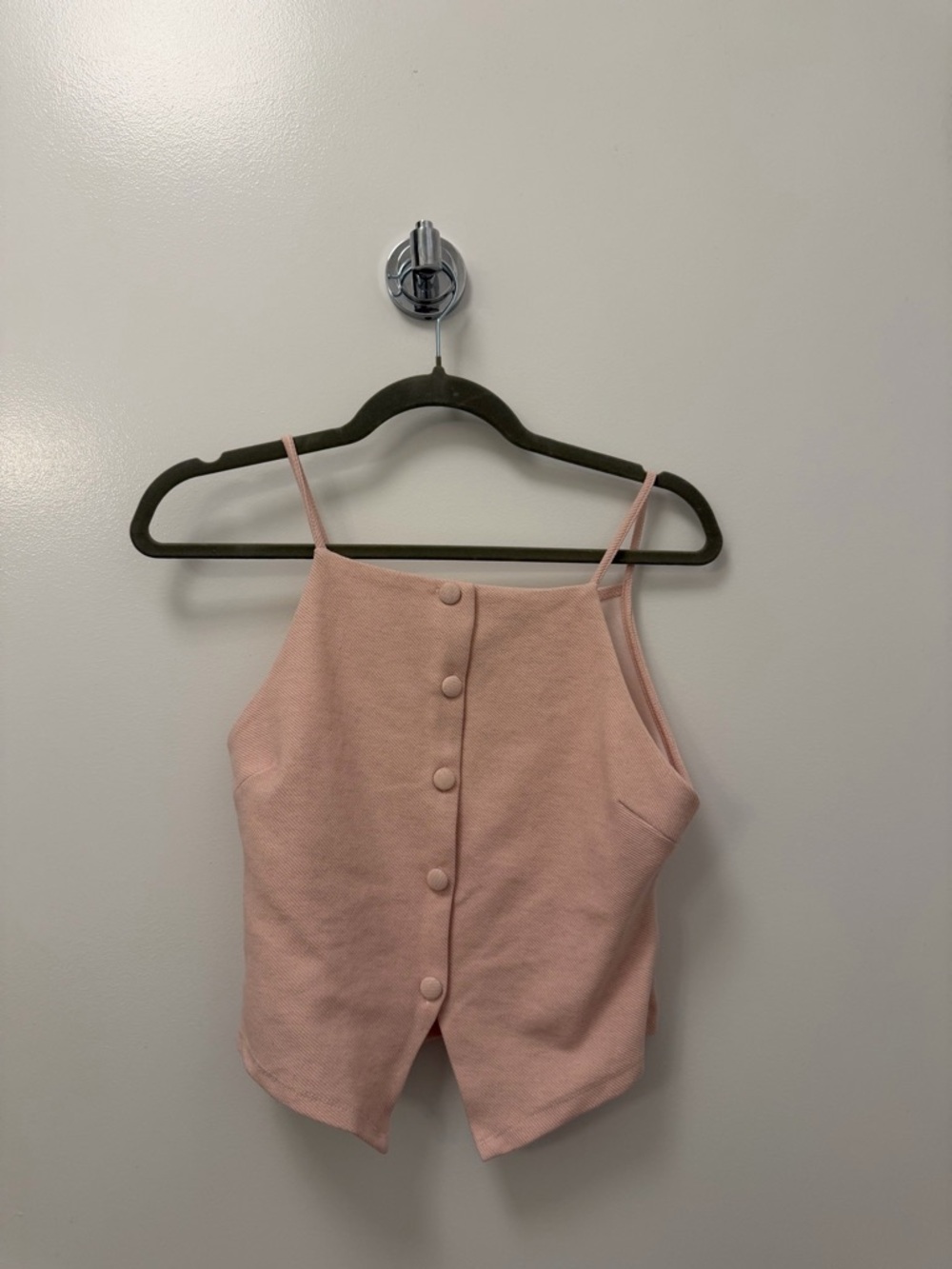 Zara Blush Pink Button-Front Knit Cami Top